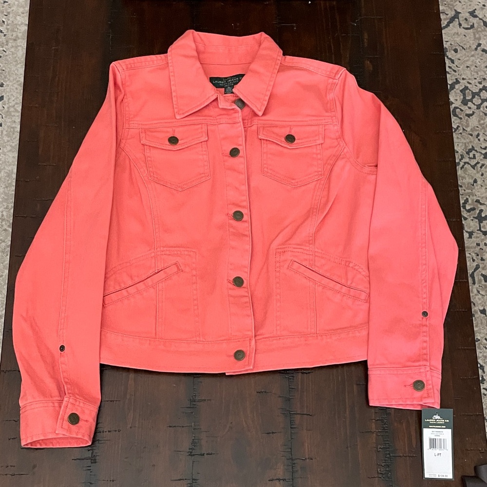 LRL Ralph Lauren Women's Bright Coral Jean Jacket PL